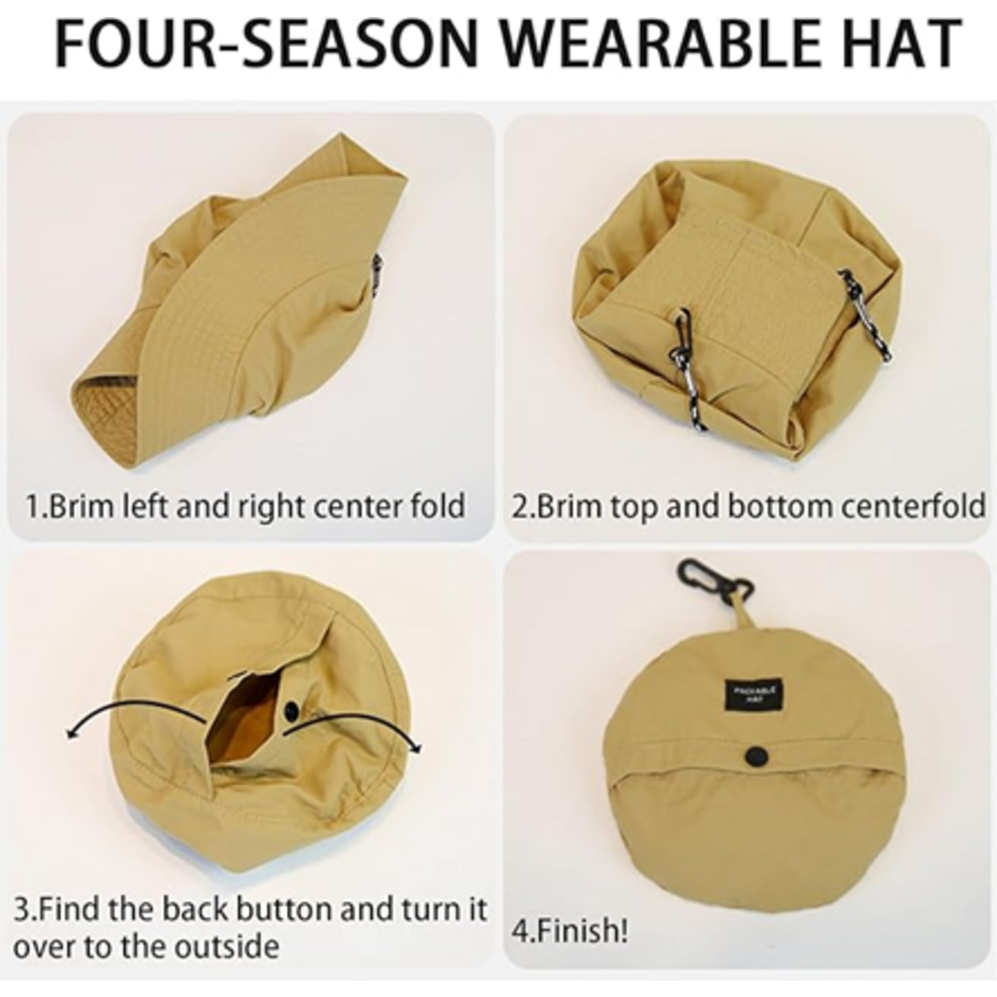 Unisex foldable bucket hat with chin strap – wide brim sun hat for outdoor hiking, fishing, camping – packable design